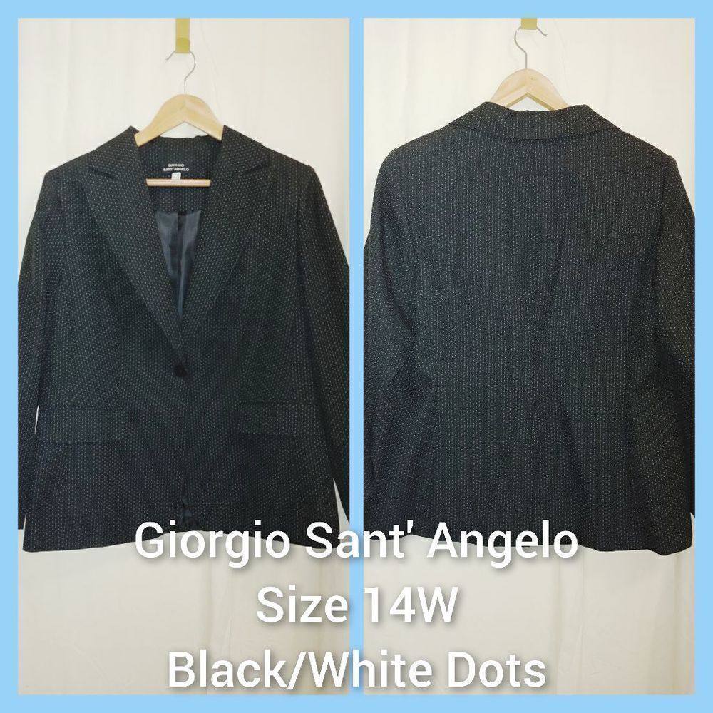 Giorgio Sant'Angelo Women's PLUS Size 14W Black/White Dots Blazer